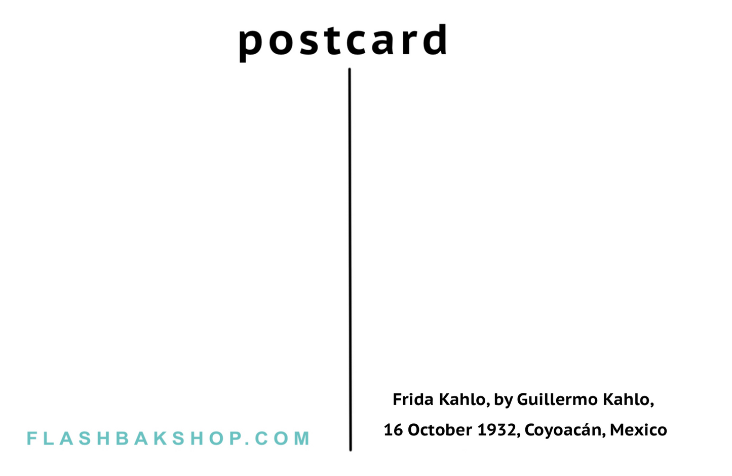 Frida Kahlo, par Guillermo Kahlo, Coyoacán, Mexique, 16 octobre 1932 - Carte postale