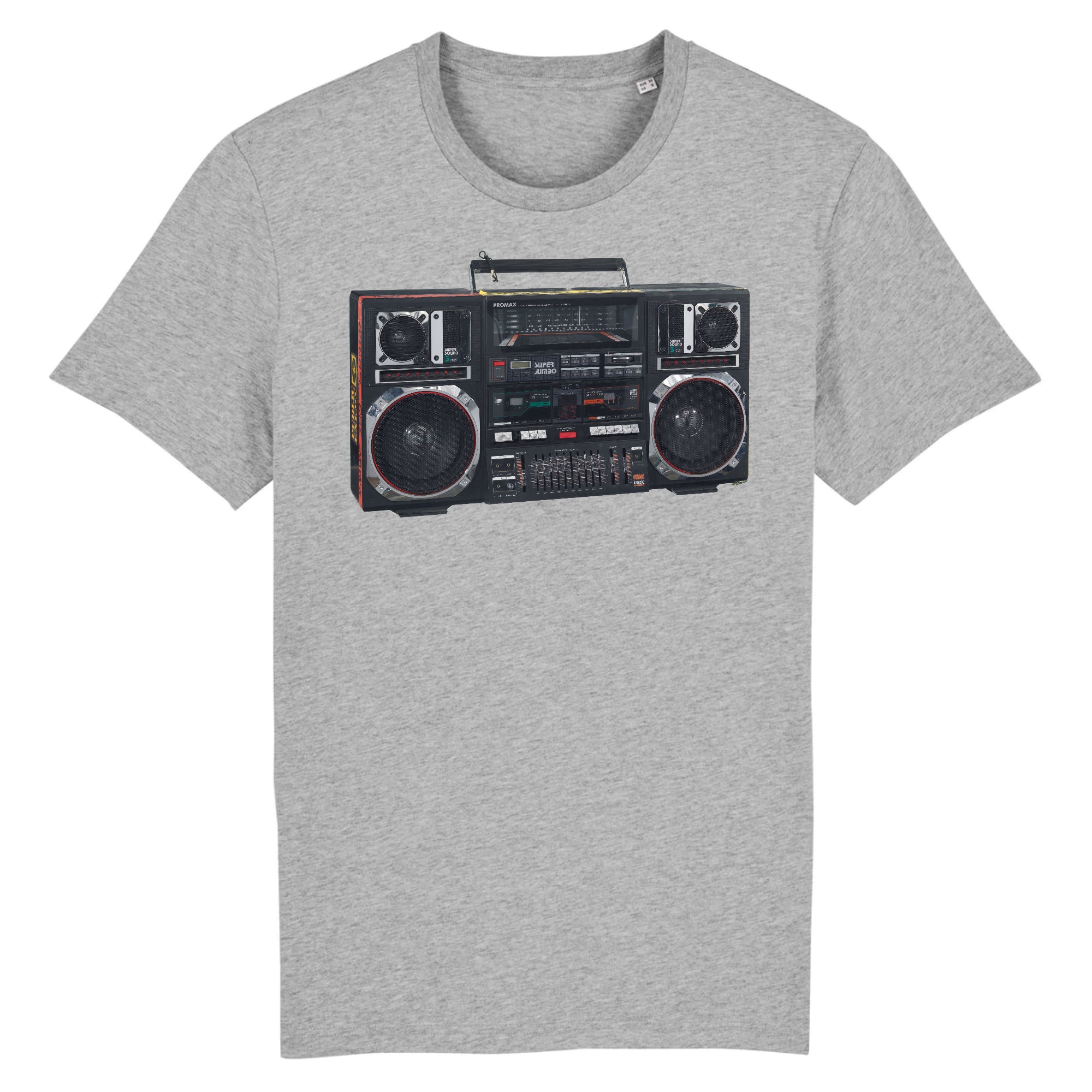 A Promax Super Jumbo Boombox Used by Radio Raheem in the Spike Lee's Do the Right Thing, 1989 - Organic Cotton T-Shirt