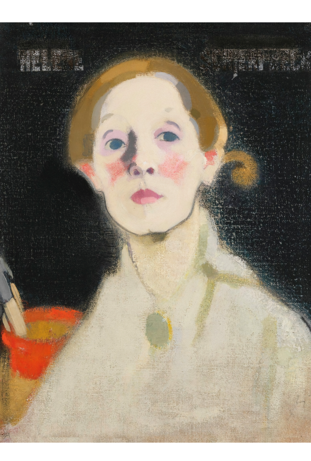 Helene Schjerfberg, Autorretrato con fondo negro, 1915 - Postal