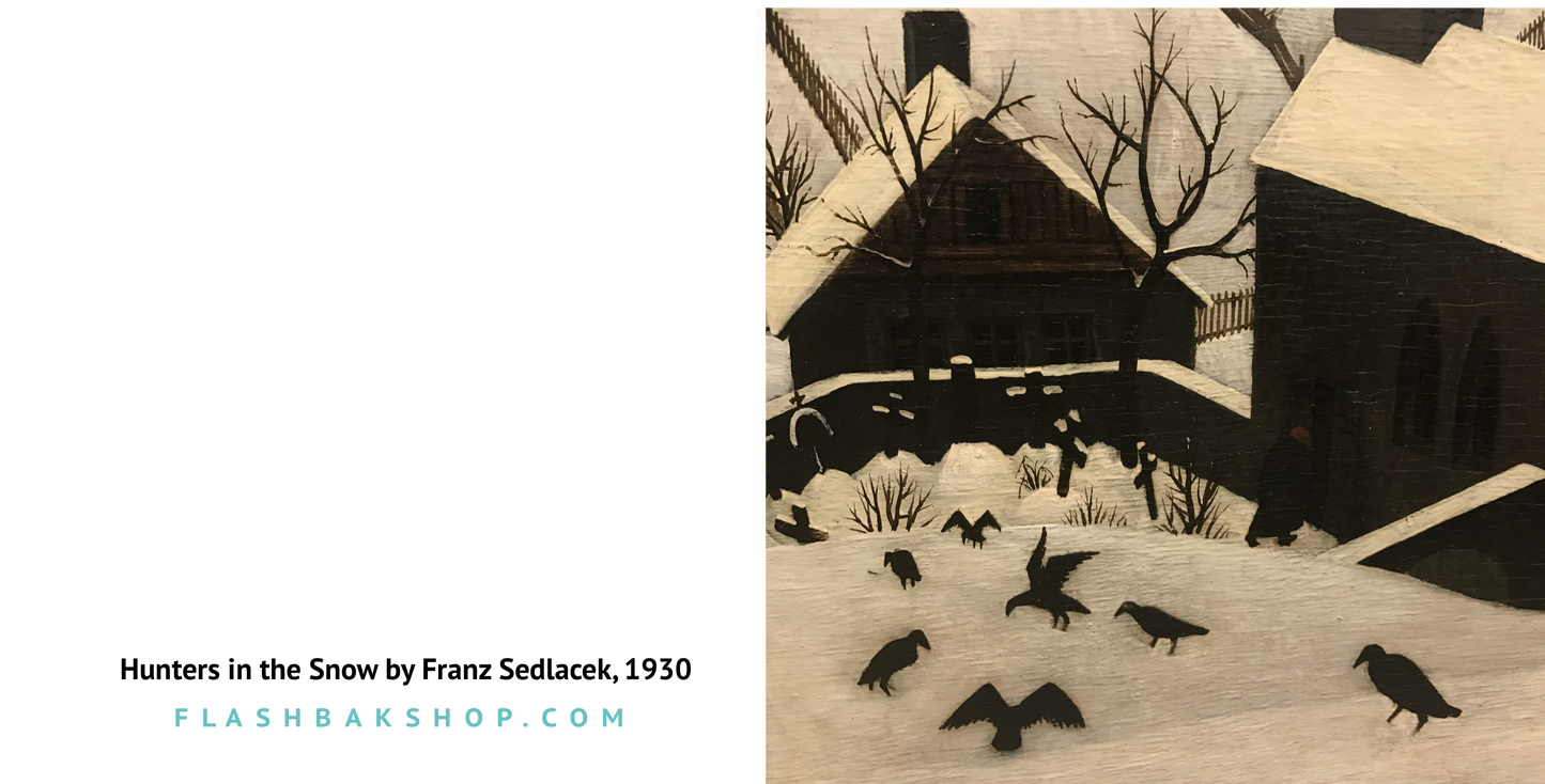 Chasseurs dans la neige de Franz Sedlacek, 1930 - Carré Carte de vœux
