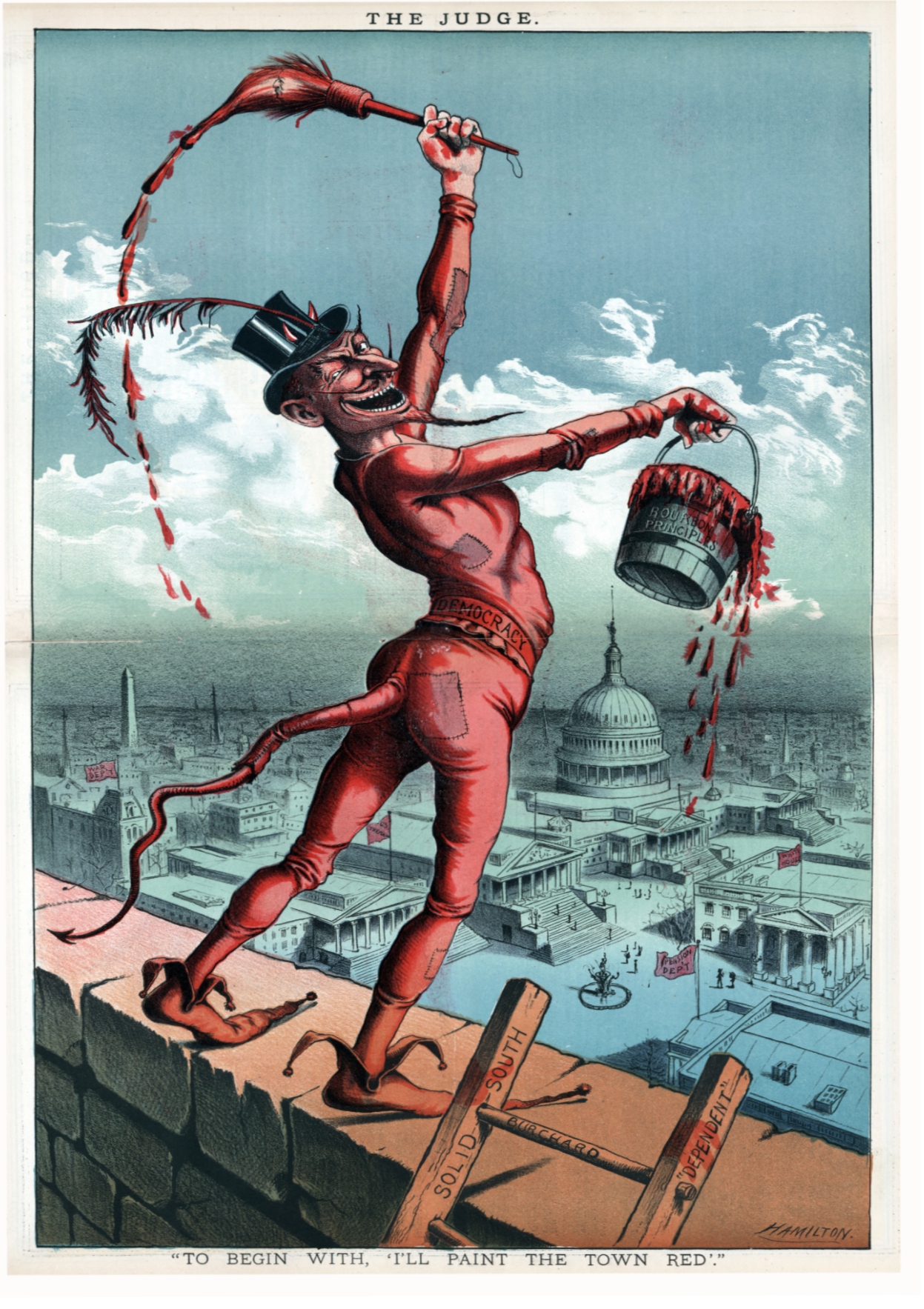 Je peindrai la ville en rouge par Grant E. Hamilton, 1885 - Carte postale