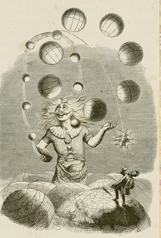 Juggling the Planets Illustration from 'Un Autre Monde' by J.J. Grandville, 1844 - Postcard