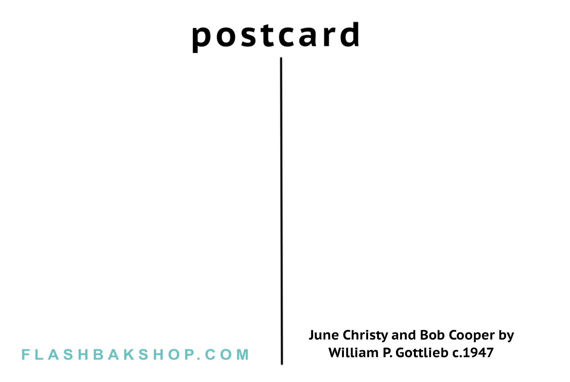 June Christy and Bob Cooper by William P. Gottlieb c.1947 - Postcard