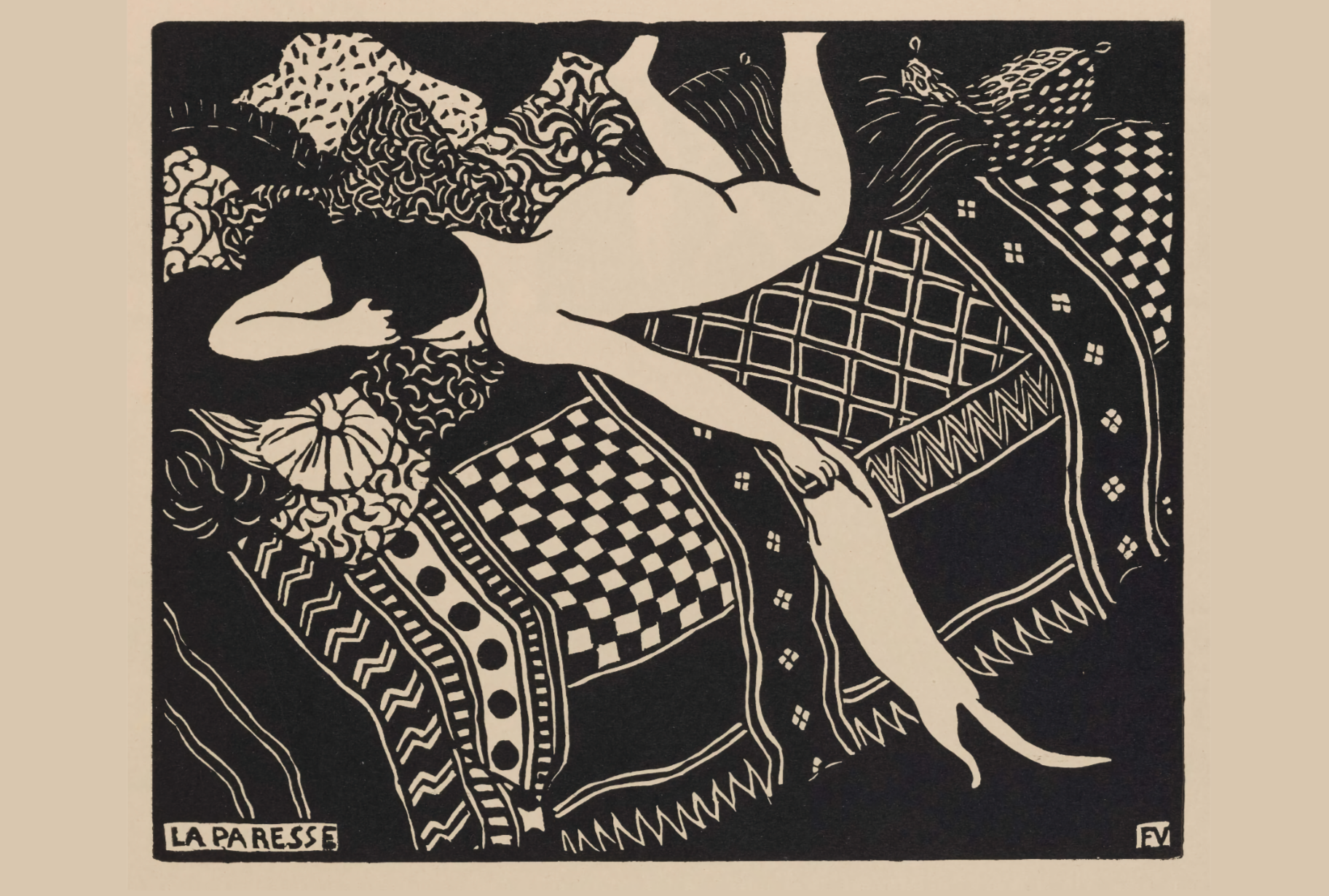 La Paresse (Pereza) de Félix Edouard Vallotton, 1896 - Postal