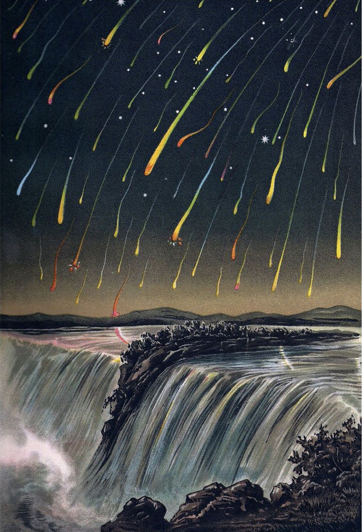 Leonid Meteor Shower Over Niagara Falls -1892.