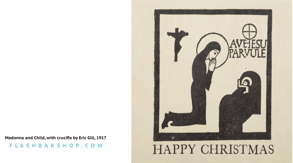 Madonna and Child, with Crucifix by Eric Gill, 1917 - Greetings Card