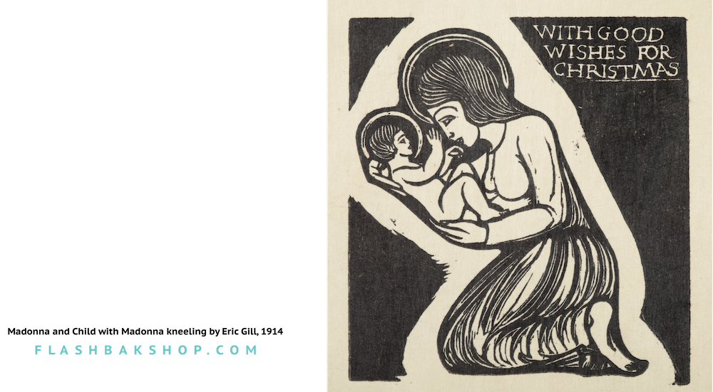 Madonna and Child with Madonna kneeling by Eric Gill, 1914 - Greetings Card