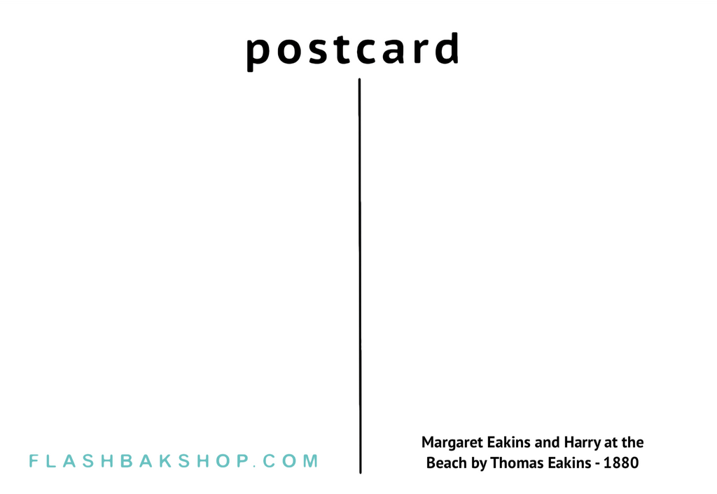 Margaret Eakins y Harry en la playa de Thomas Eakins - 1880 - Postal