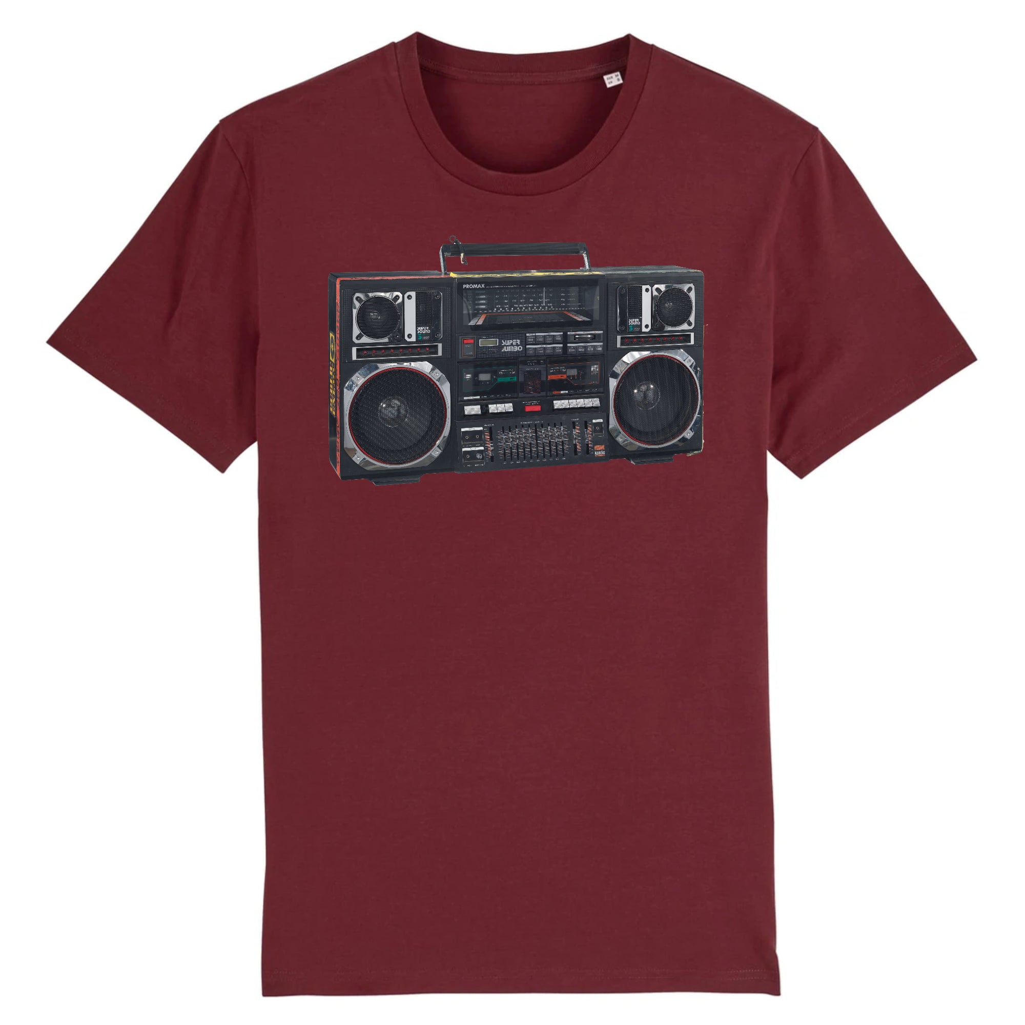 A Promax Super Jumbo Boombox Used by Radio Raheem in the Spike Lee's Do the Right Thing, 1989 - Organic Cotton T-Shirt