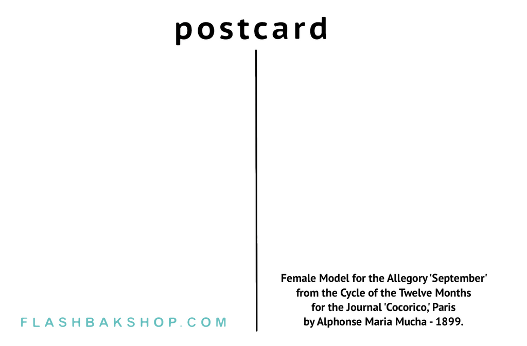 Model for the Allegory 'September'  from the Cycle of the Twelve Months  for the Journal 'Cocorico,' Paris  by Alphonse Maria Mucha - 1899 - Postcard