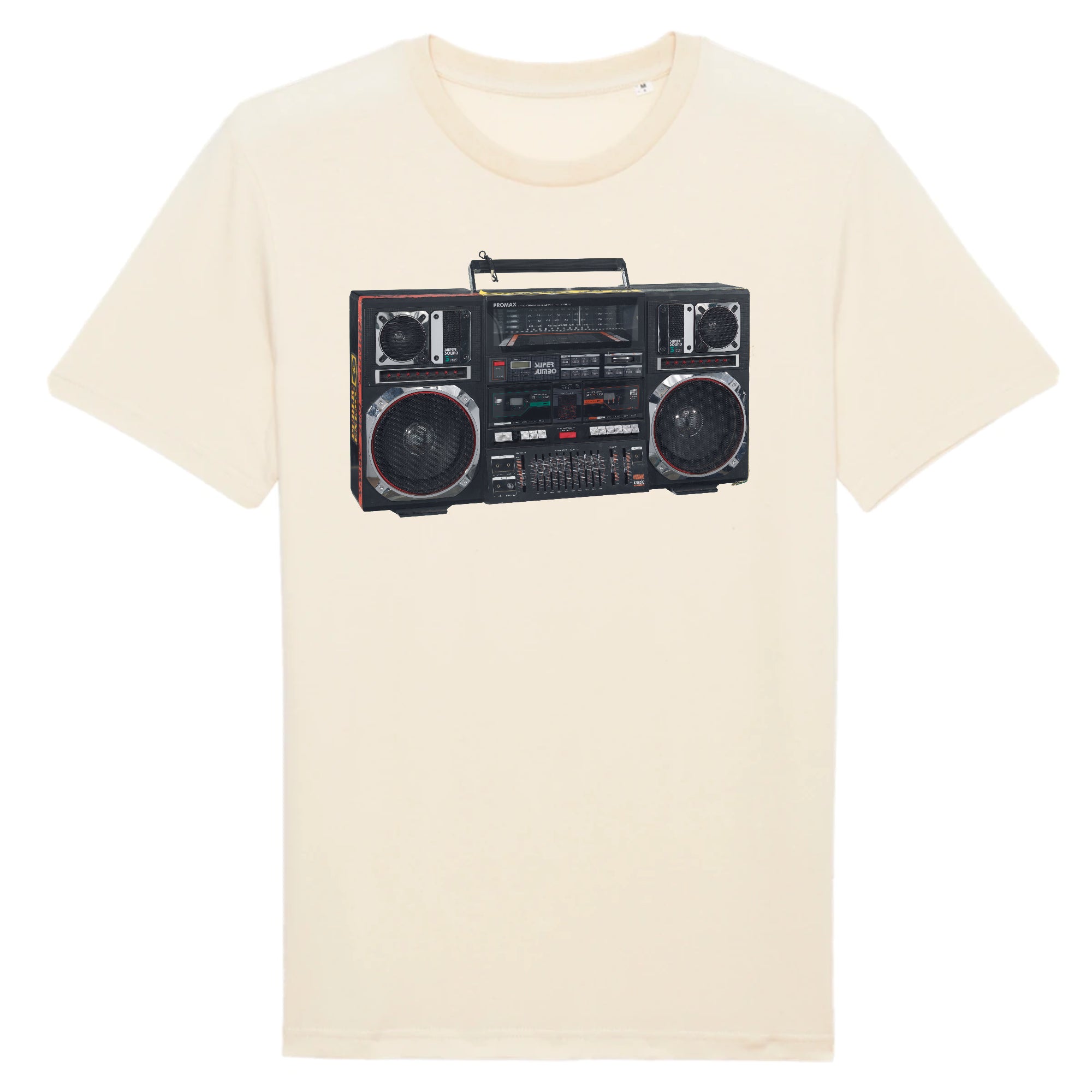 A Promax Super Jumbo Boombox Used by Radio Raheem in the Spike Lee's Do the Right Thing, 1989 - Organic Cotton T-Shirt