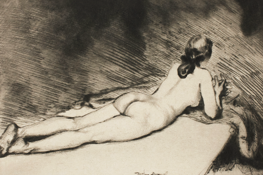 Figura desnuda acostada de Theodore Roussel - 1906 - Postal