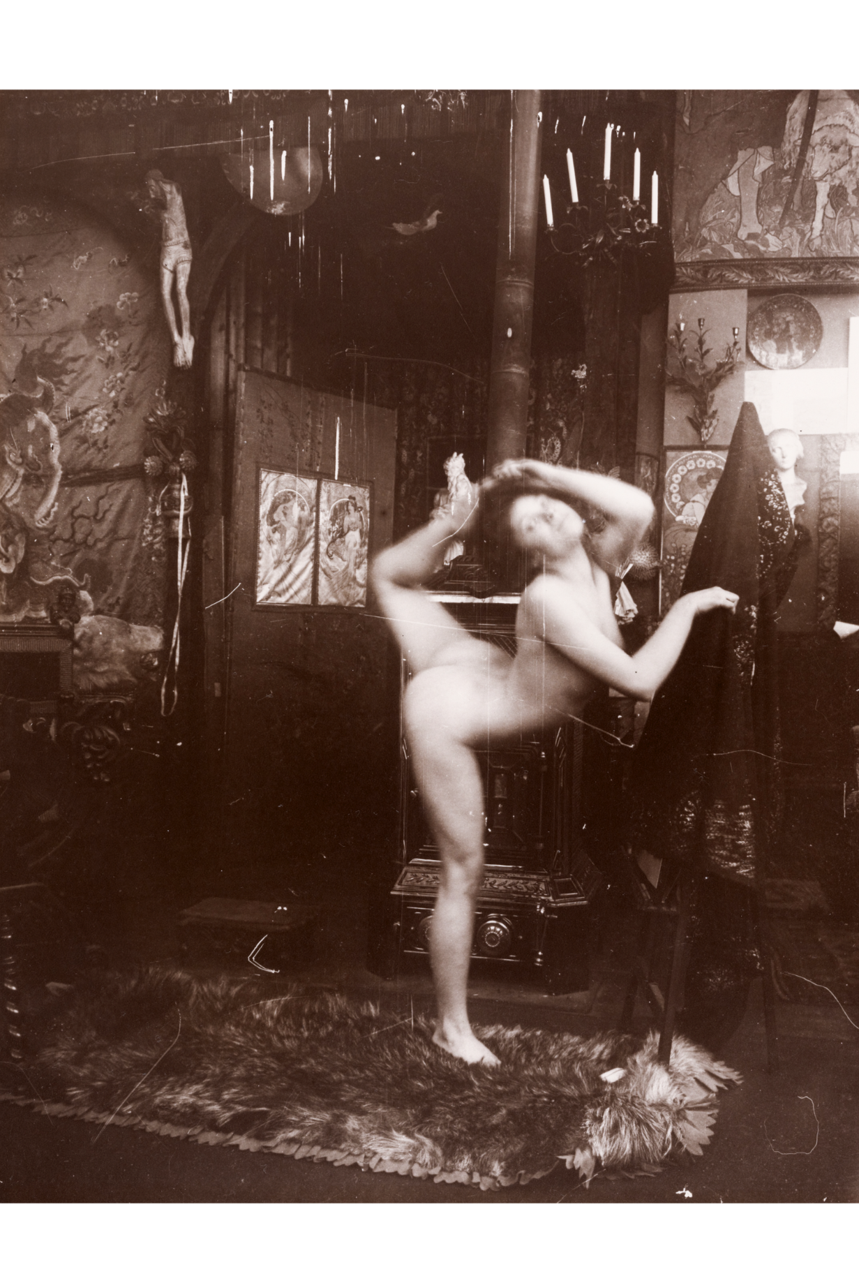 Nude Woman as Ballerina, Paris by Alphonse Maria Mucha - 1901 - Postcard