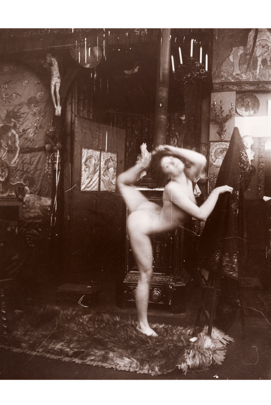 Mujer desnuda como bailarina, París de Alphonse Maria Mucha - 1901 - Postal