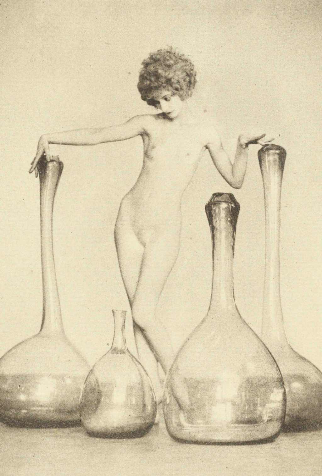 Nude woman and Glass by Arthur F. Kales c.1926 - Postcard