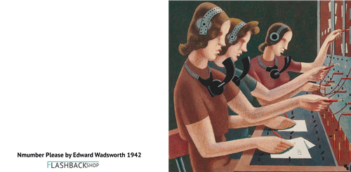 Number Please by Edward Wadsworth, 1942 - Square Greeting Card