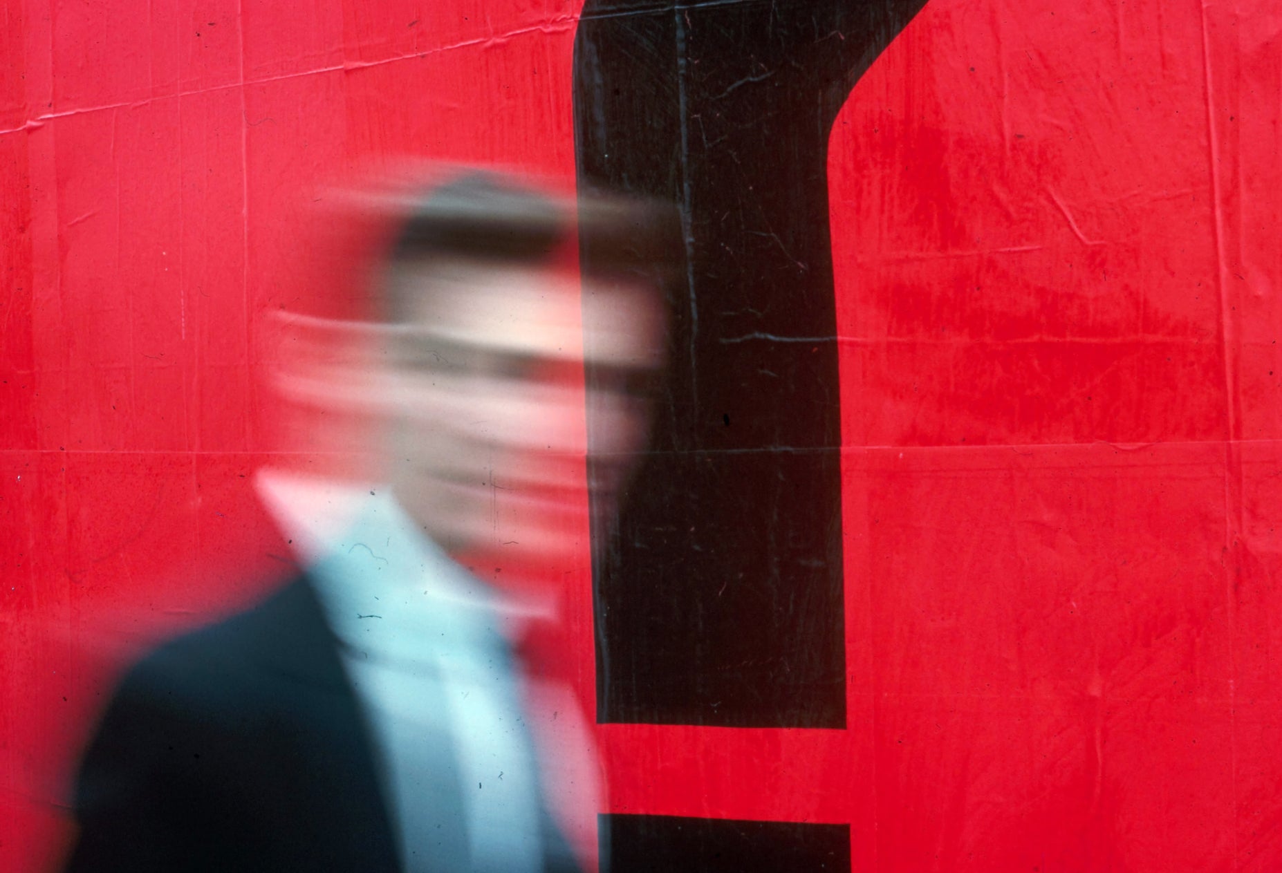 Man in front of red sign, London's West End by Bob Hyde c.1965 - Postcard 