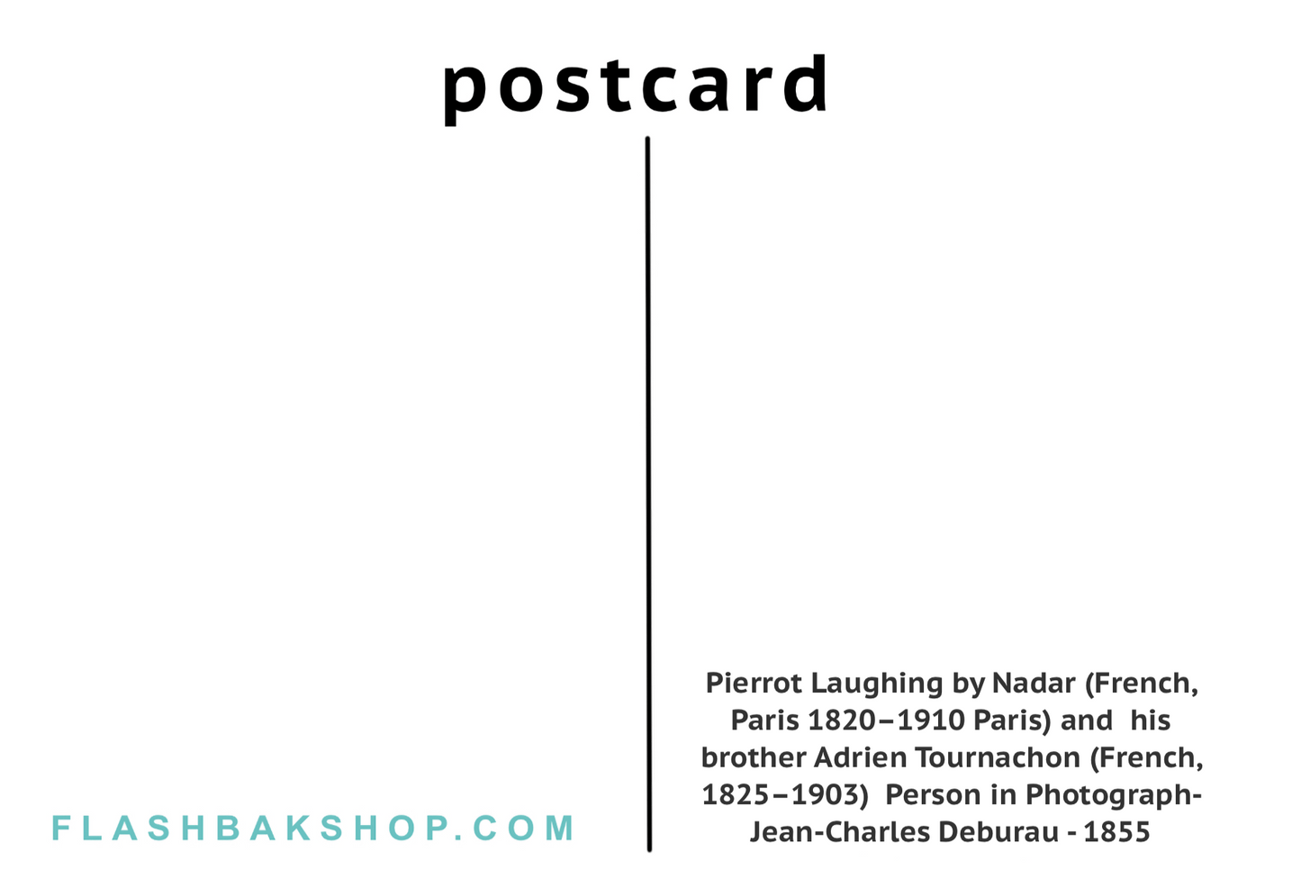 Pierrot Laughing by Felix Nadar and Adrien Tournachon, 1855 - Postcard