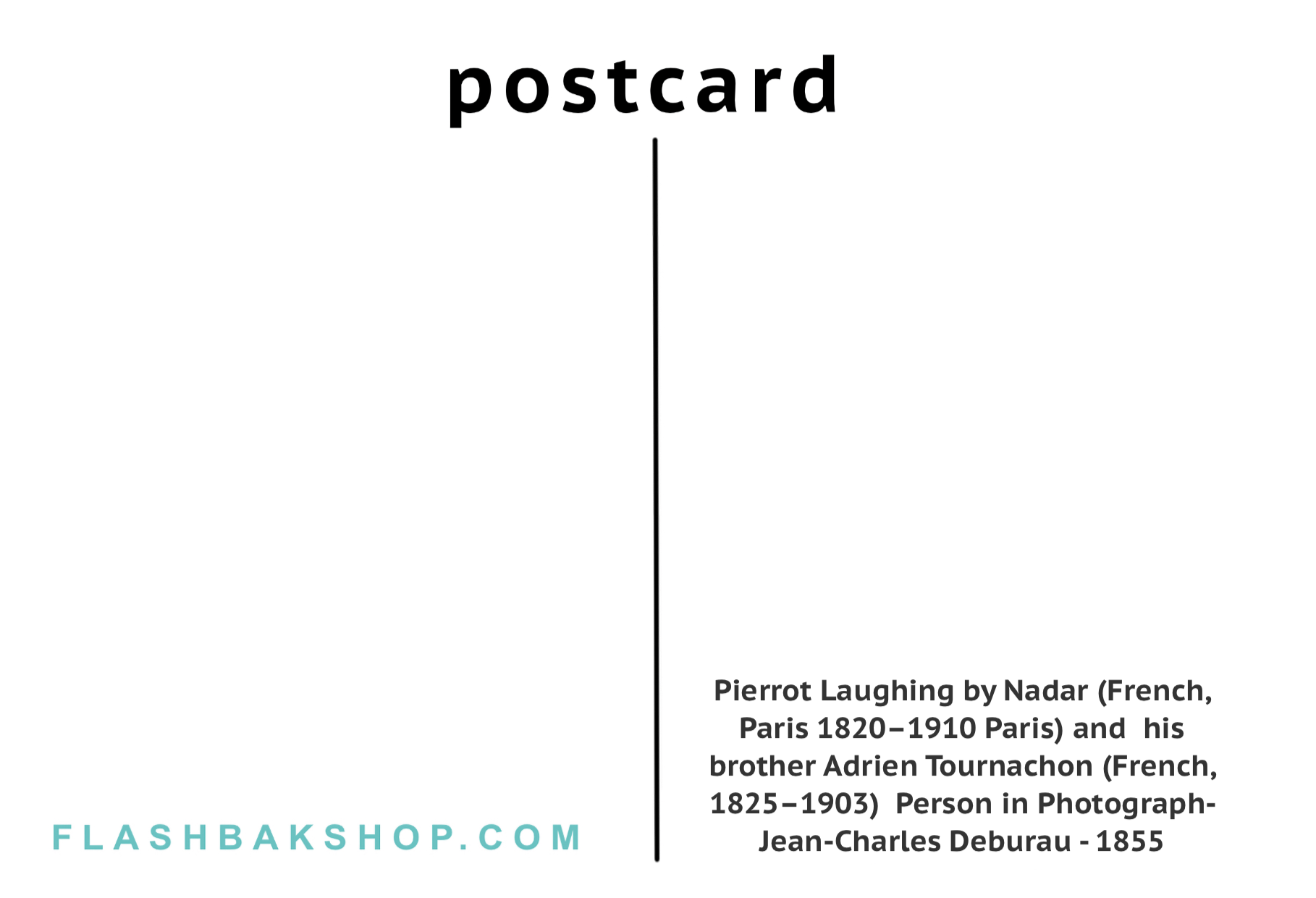 Pierrot riendo de Felix Nadar y Adrien Tournachon, 1855 - Postal