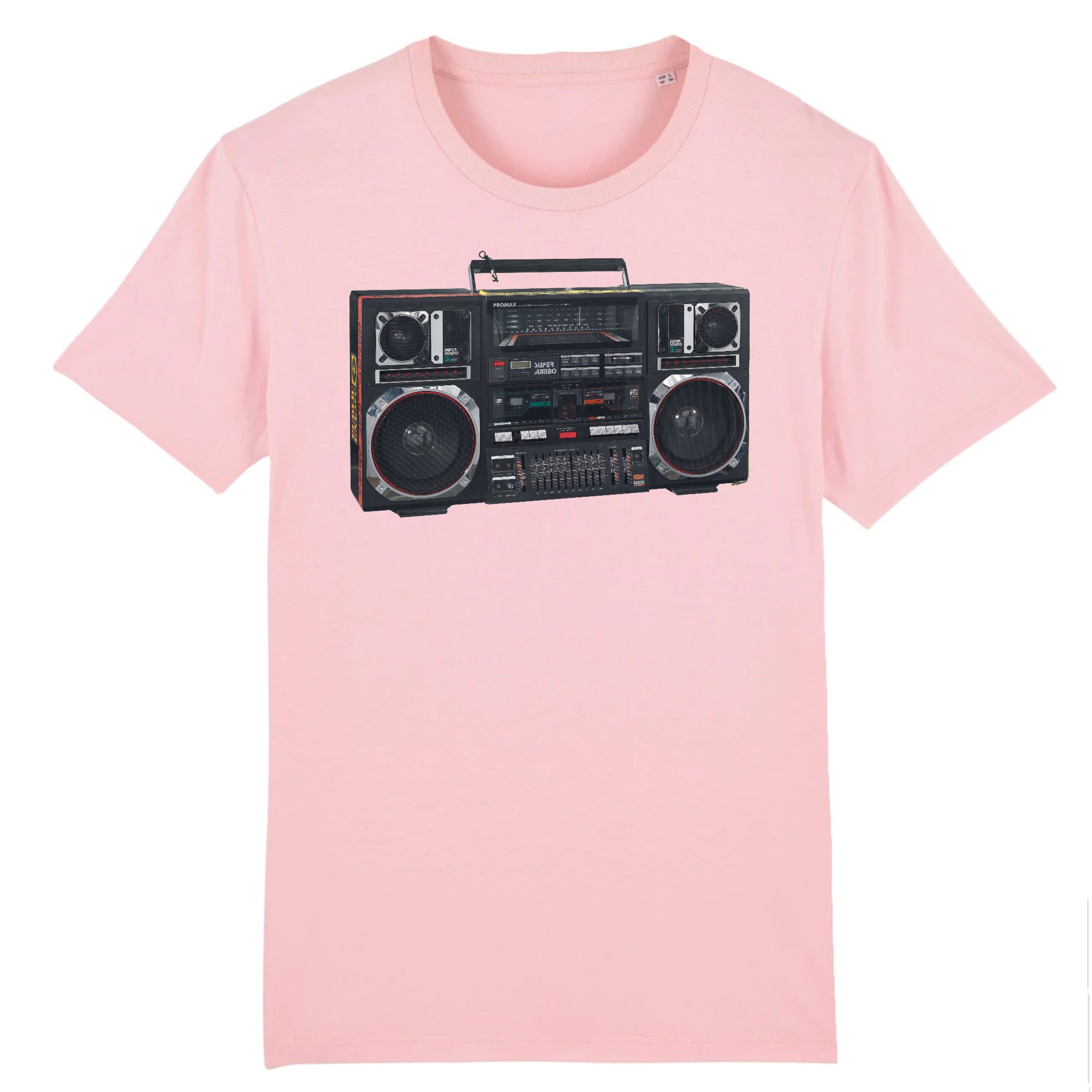 A Promax Super Jumbo Boombox Used by Radio Raheem in the Spike Lee's Do the Right Thing, 1989 - Organic Cotton T-Shirt