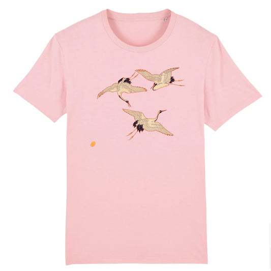 Three Birds from Furoshiki (Wrapping Cloth), Meiji Period - Organic Cotton T-Shirt