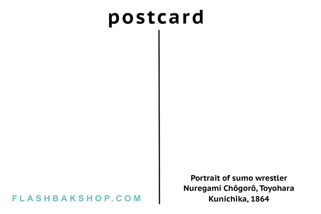 Retrato del luchador de sumo Nuregami Ch“gor“, Toyohara Kunichika, 1864 - Postal