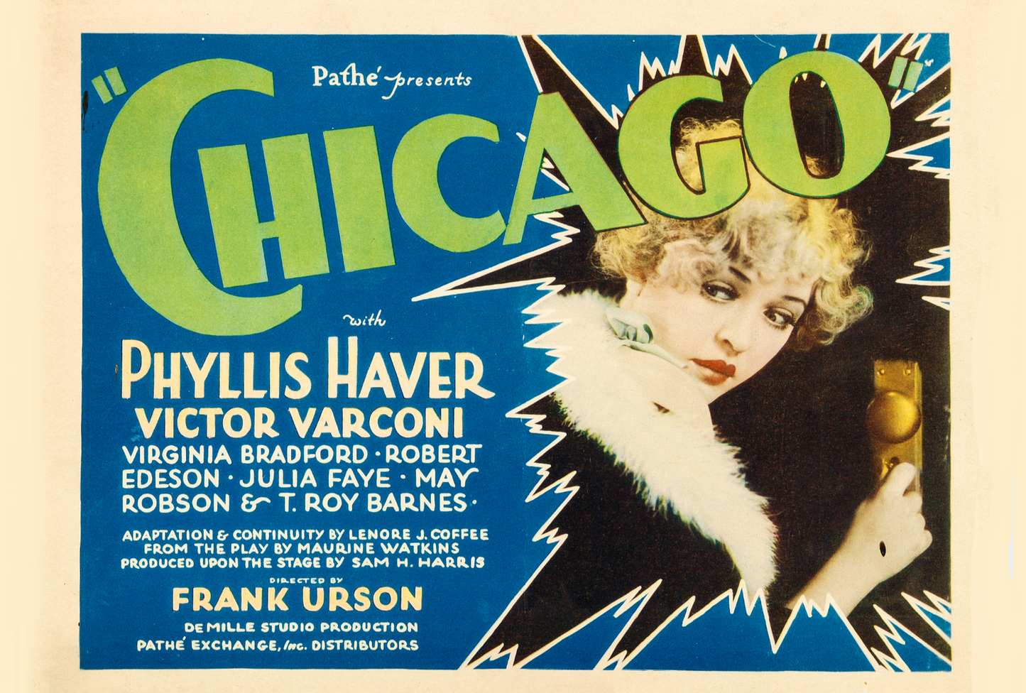 Poster for the movie Chicago, 1927 - Postcard