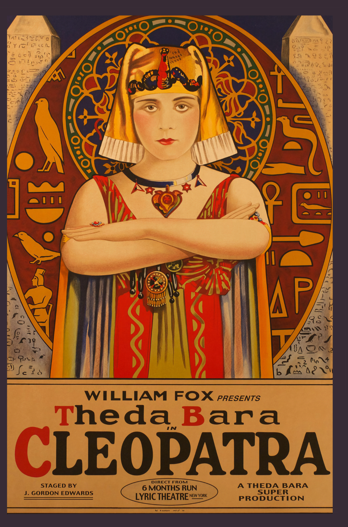 Cartel de la película muda 'Cleopatra' protagonizada por Theda Bara en 1917 - Postal