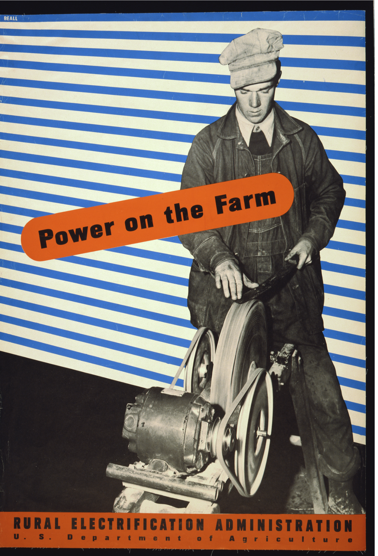 Power on the Farm, Administración de Electrificación Rural, Departamento de Agricultura de EE. UU. por Lester Beall, 1930 - Postal