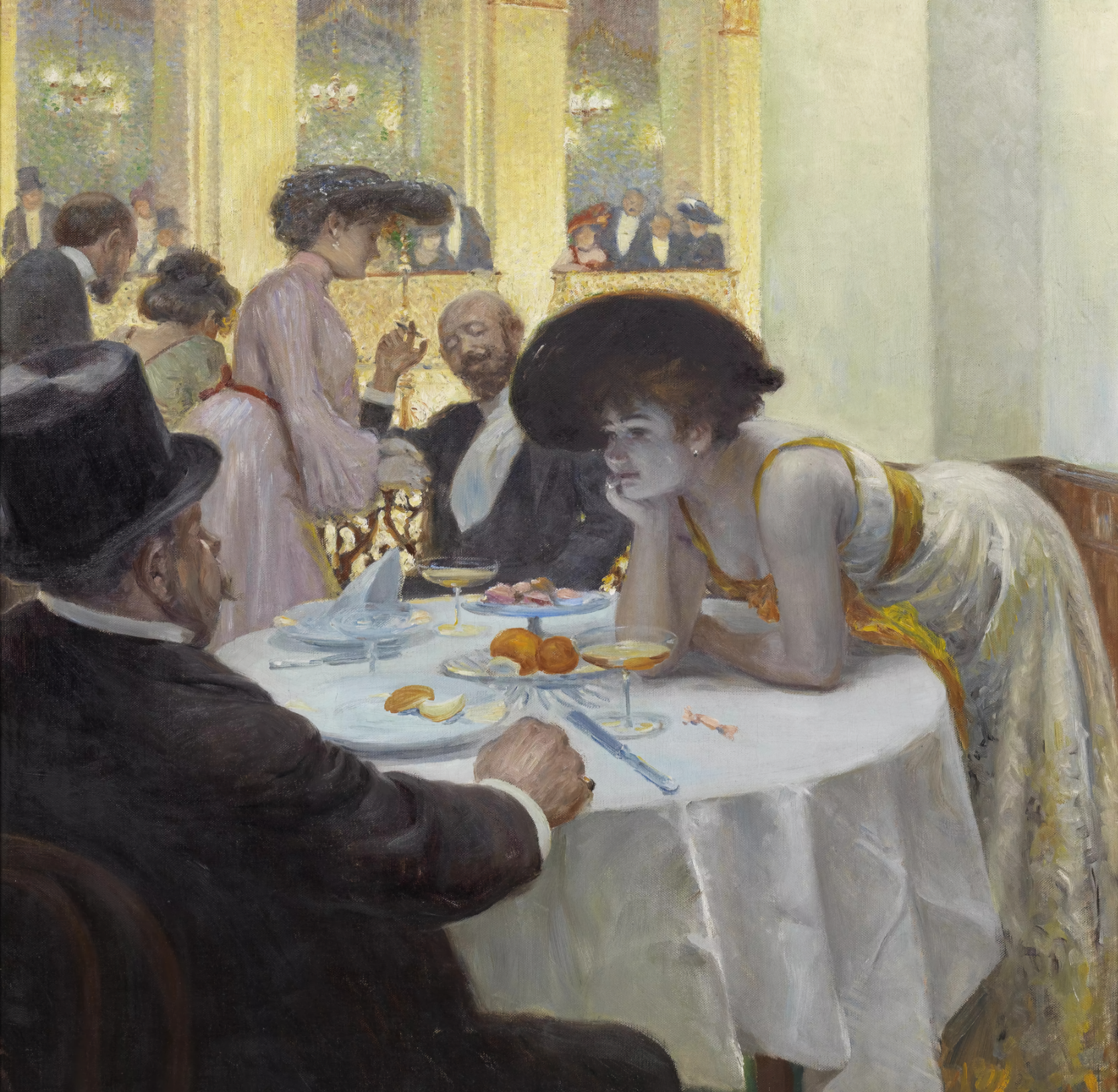 Private Box in the Sophiensaal, Vienna by Josef Engelhart, 1903 - Square Greetings Card