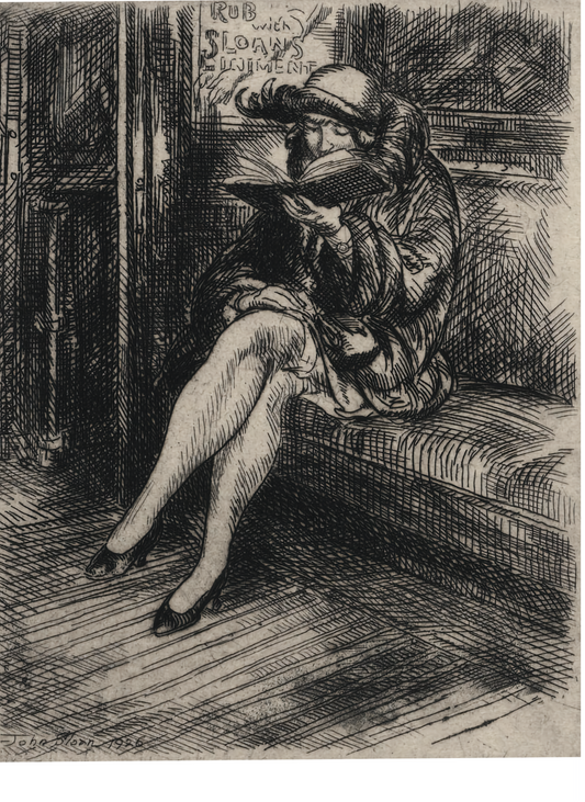 Reading in the Subway by John Sloan, 1926 - Postcard