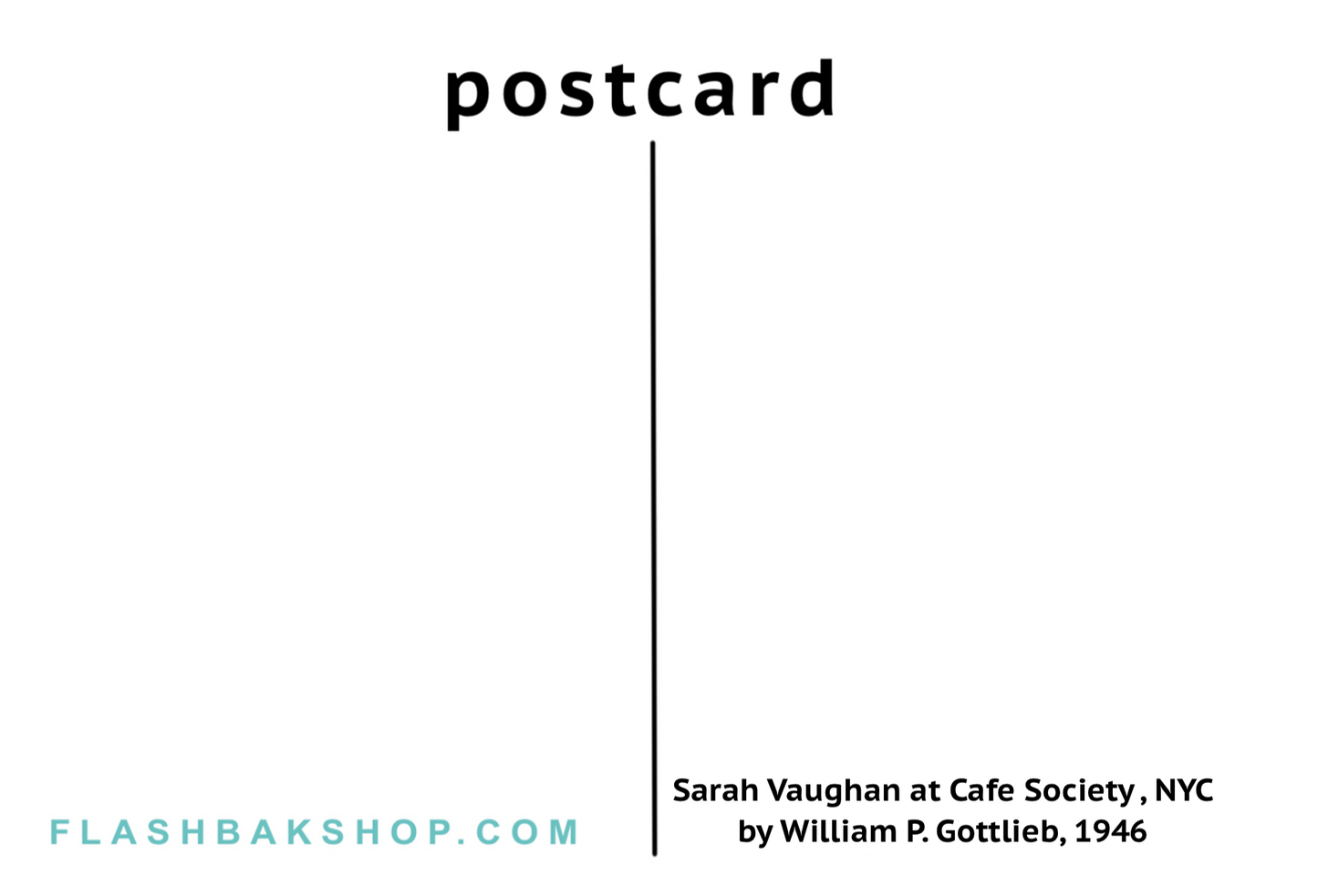 Sarah Vaughan en Cafe Society (Downtown), NYC por William P. Gottlieb, c.1946 II - Postal