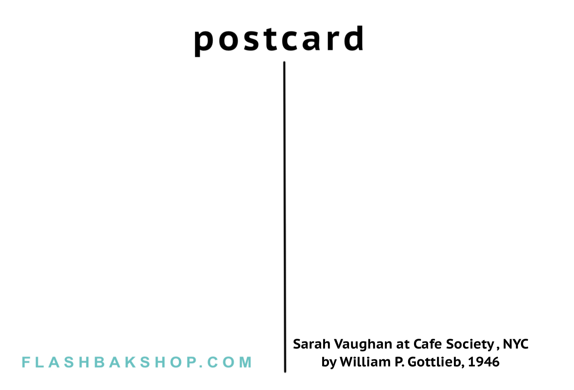 Sarah Vaughan en Cafe Society (Downtown), NYC por William P. Gottlieb, c.1946 II - Postal
