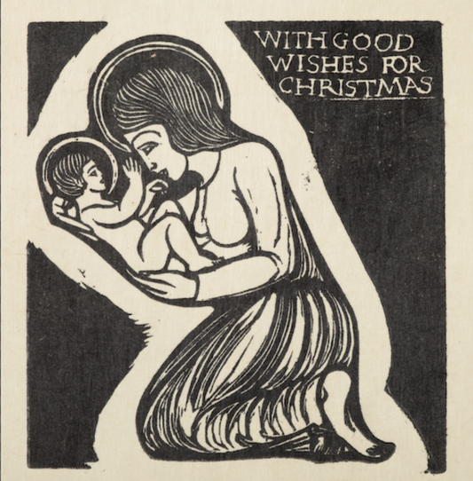 Vierge à l'Enfant avec Vierge à genoux par Eric Gill, 1914 - Carte de vœux