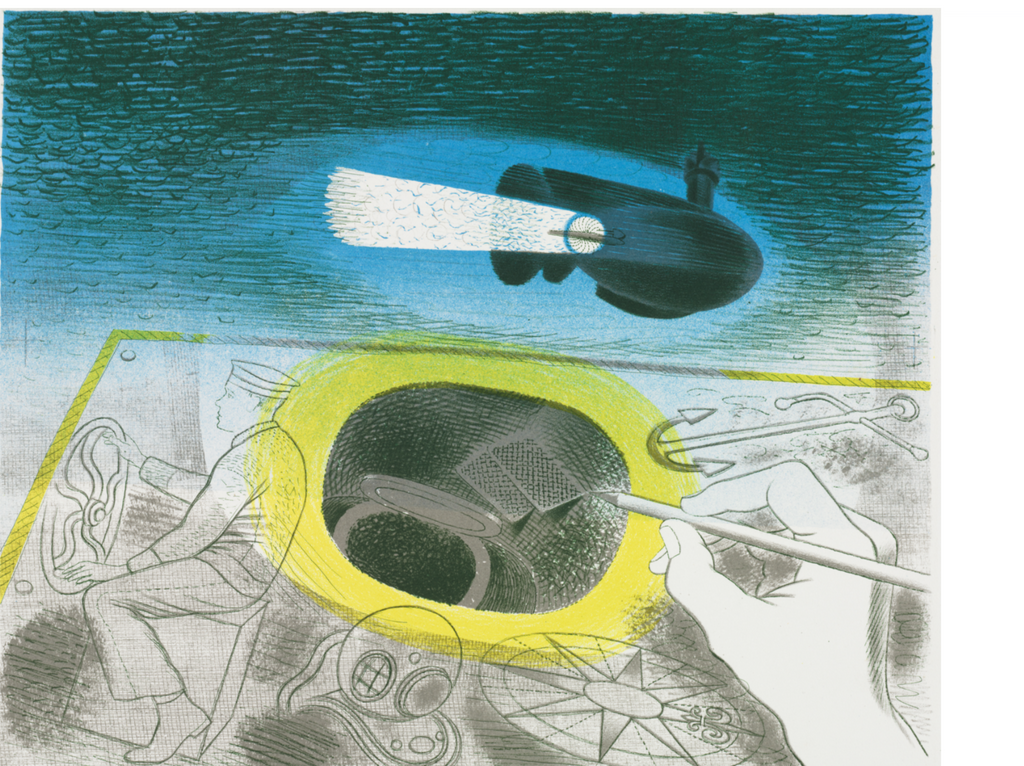 SubmarineSeries-IntroductoryLithograph-EricRavilious-1941-POSTCARD