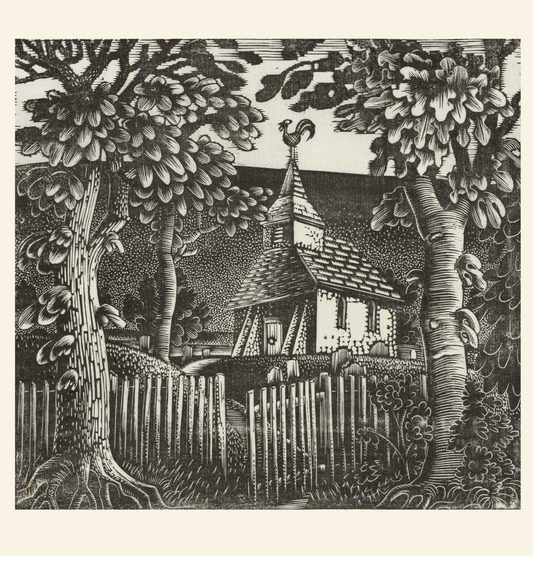Sussex Church by Eric Ravilious c.1931 - Square Greeting Card