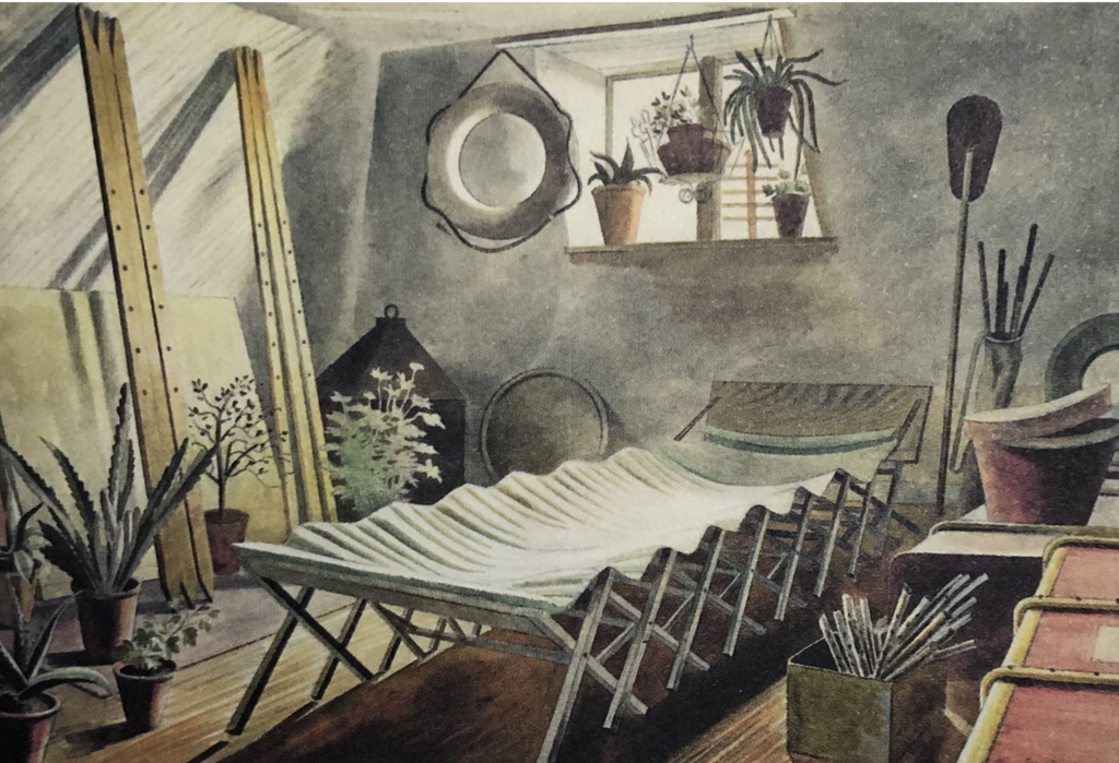 La chambre mansardée d'Eric Ravilious, 1934 - Carte postale