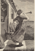 The Dinner Horn by Winslow Homer, 1870 - Postcard