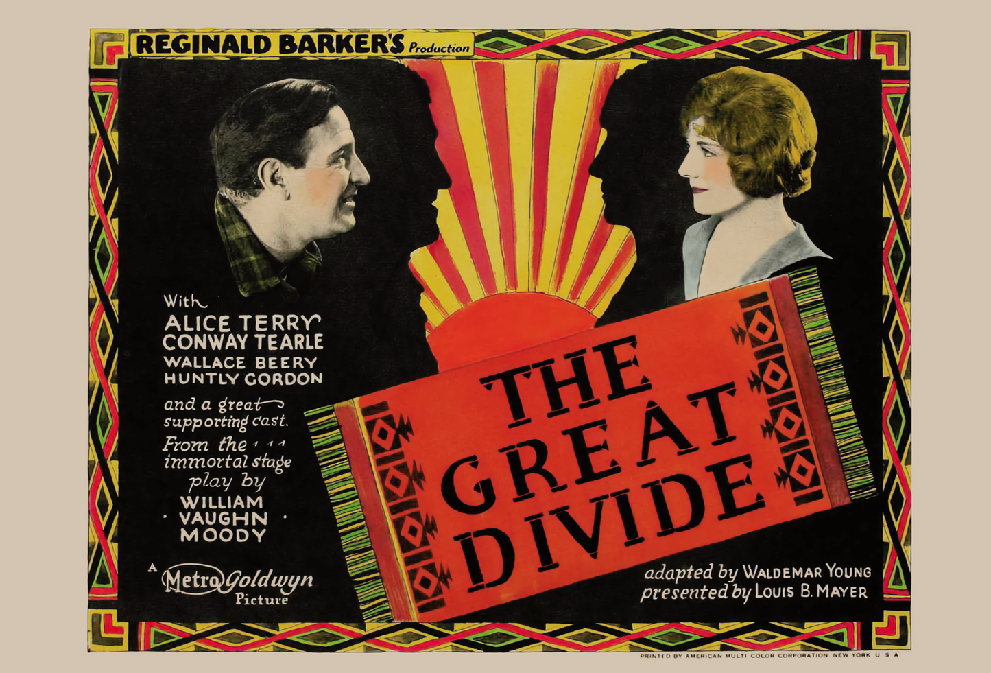 The Great Divide avec Alice Terry, Conway Tearle et Wallace Beery, 1925 - Carte postale