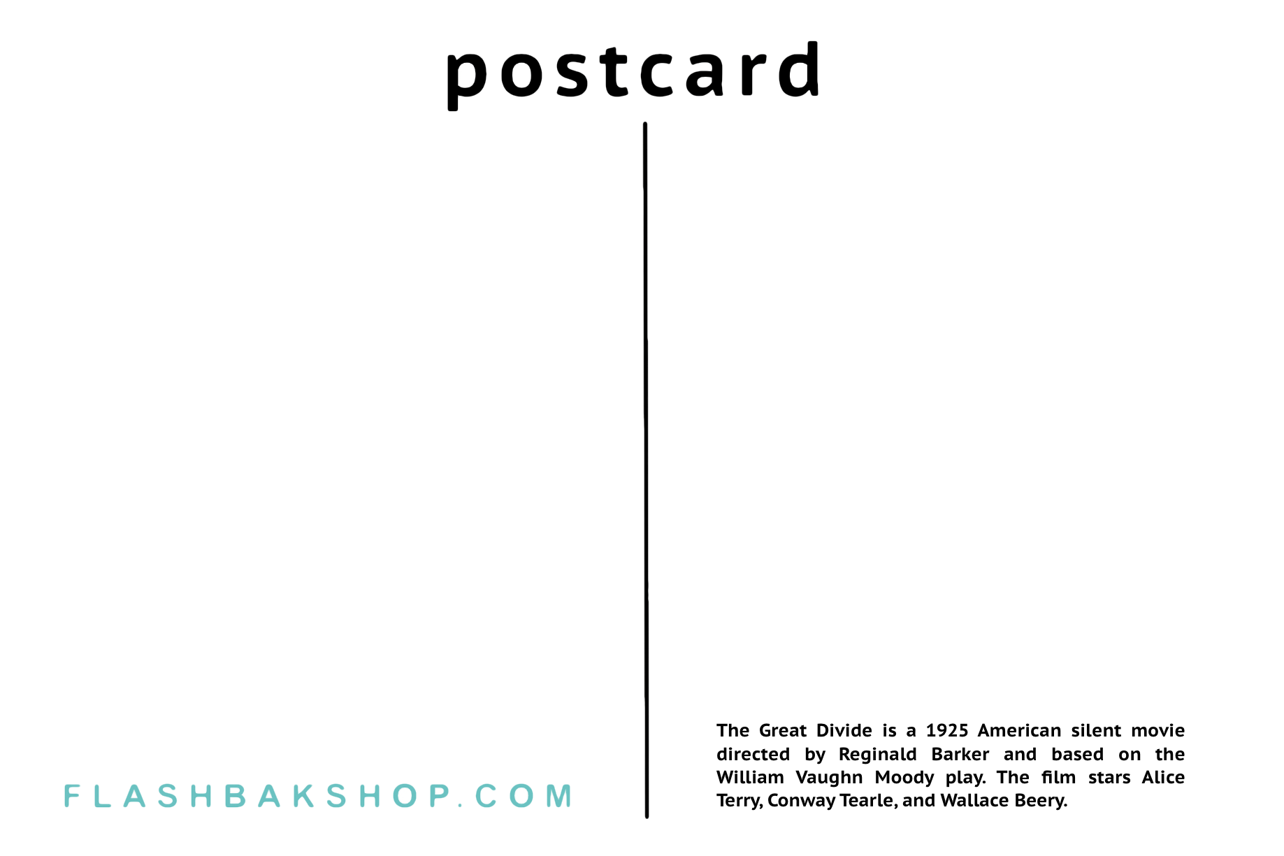 The Great Divide starring Alice Terry, Conway Tearle, and Wallace Beery, 1925 - Postcard