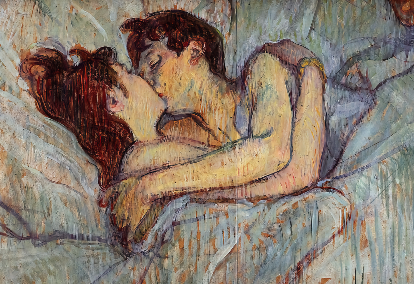 Le Baiser au lit (détail) de Toulouse Lautrec, vers 1892 - Carte postale