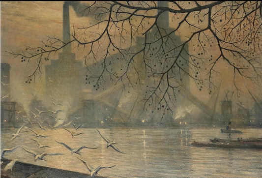 L'ancienne centrale électrique de Battersea par Christopher Nevinson, vers 1938 - Carte postale