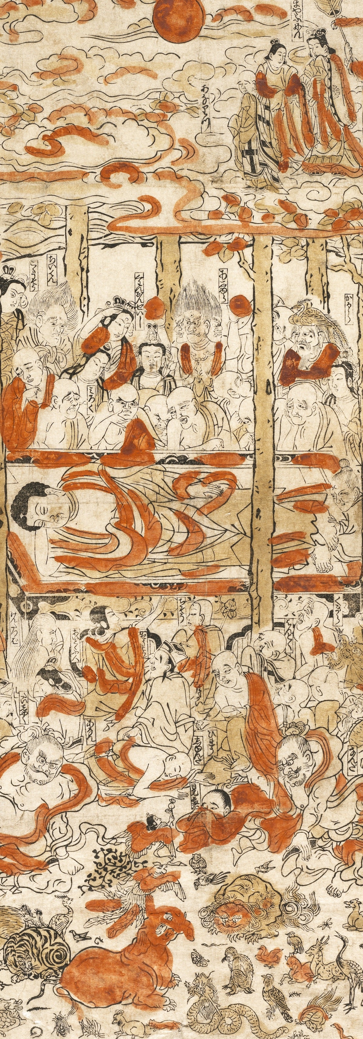 El Parinirvana del Buda c. Década de 1710: papel de regalo
