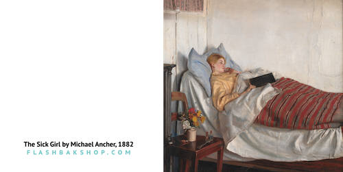 The Sick Girl by Michael Ancher, 1882 - Square Greeting Card