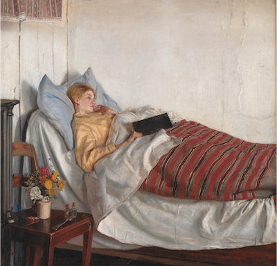 The Sick Girl by Michael Ancher, 1882 - Square Greeting Card