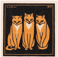 Three Cats by Julie De Graag, 1916 - Square Greeting Card