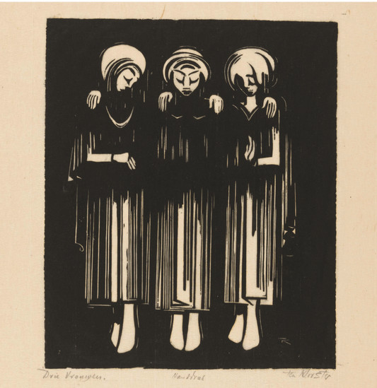 Three Women by Johannes Frederik Engelbert ten Klooster, 1921 - Square Greeting Card