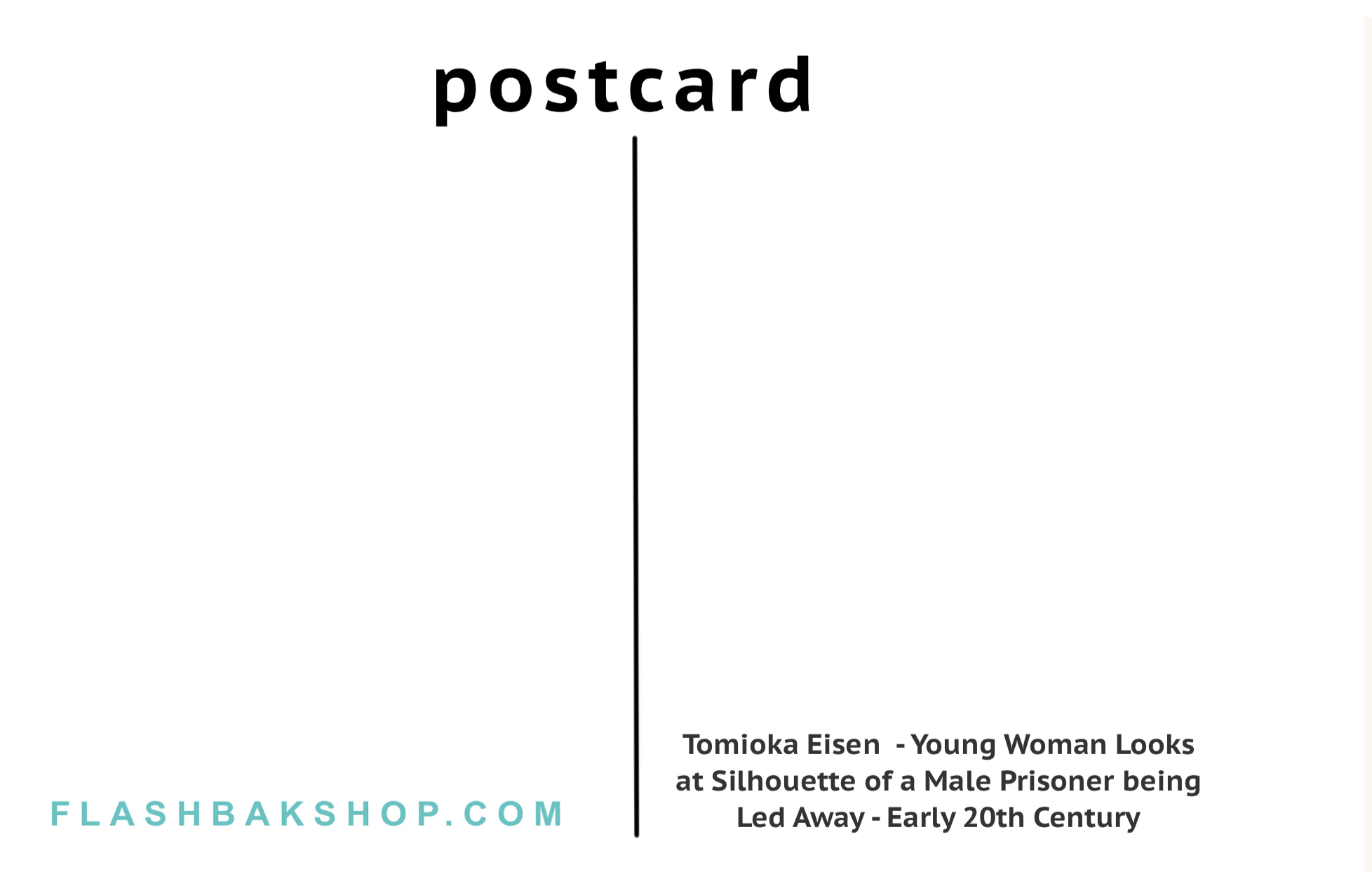 Young Woman Looks at Silhouette of a Male Prisoner being Led Away by Tomioka Eisen, Early 20th Century - Postcard