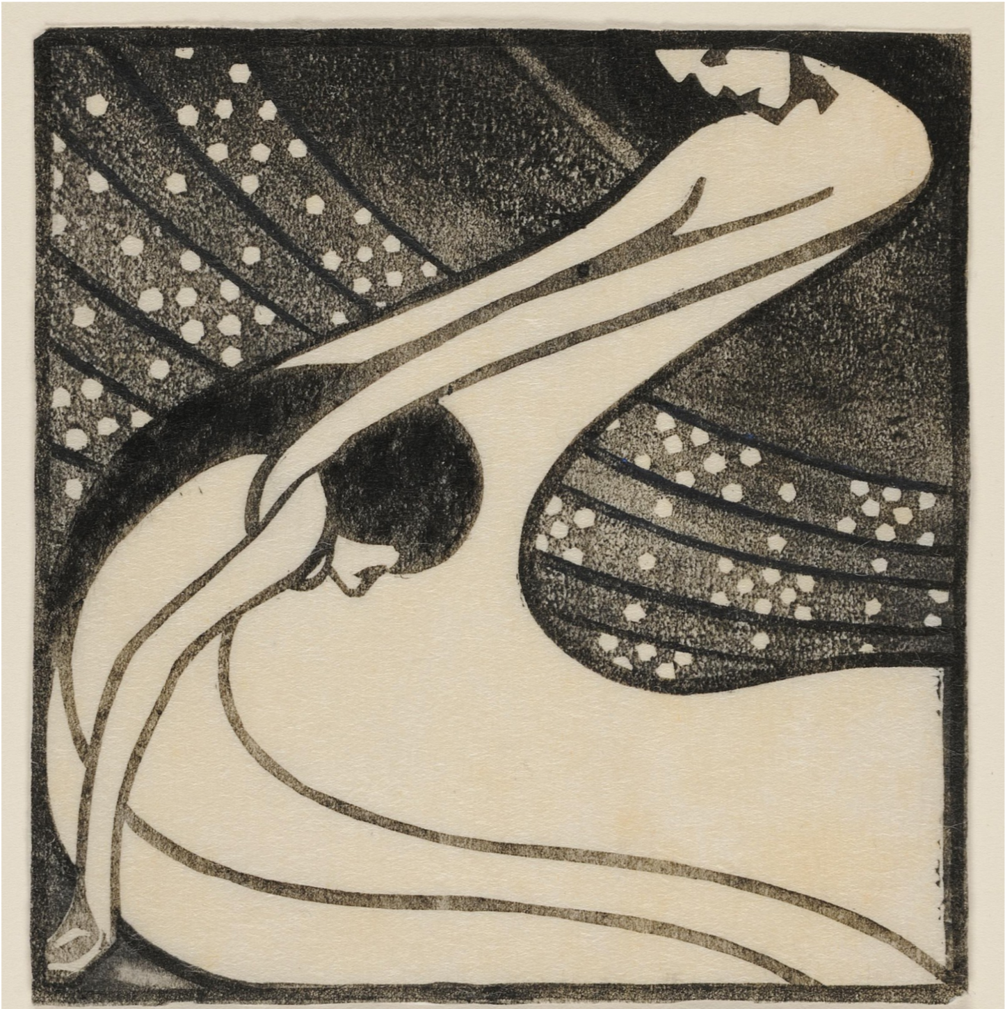 Deux figures féminines entrelacées par Mileva Roller, v. 1908-1915 - Carte de voeux carrée