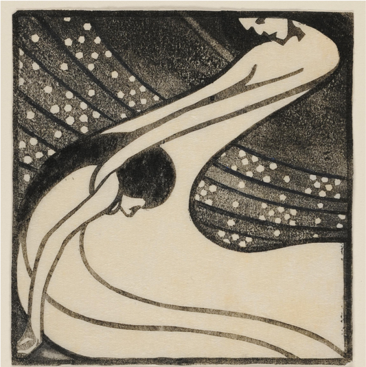 Two Intertwined Female Figures by Mileva Roller, c. 1908-1915 - Square Greetings Card